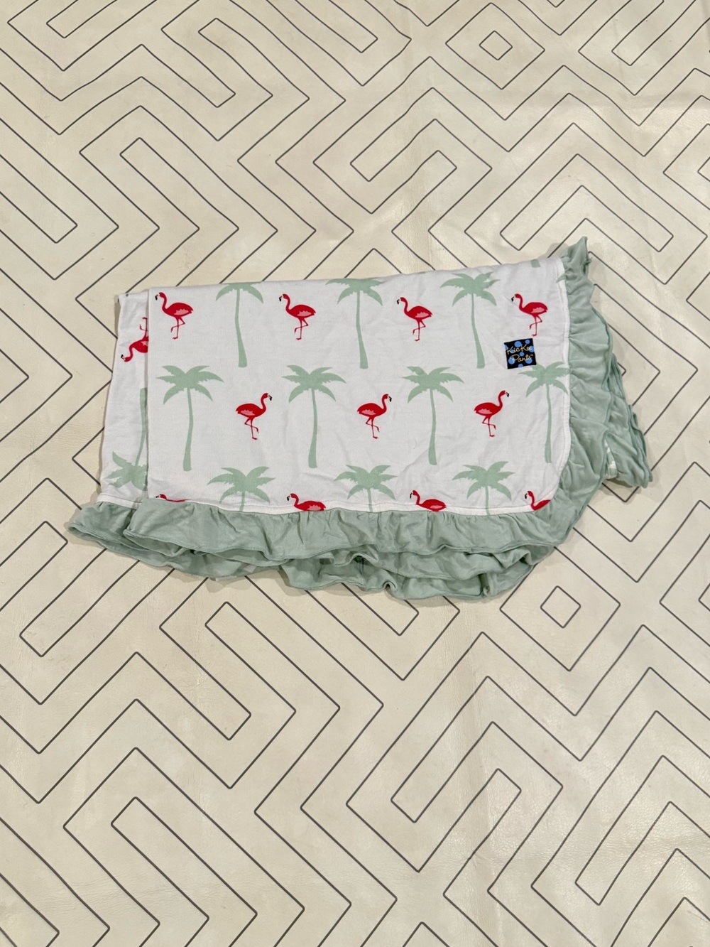 Kickee Pants Flamingo Pattern Ruffle Stroller Blanket